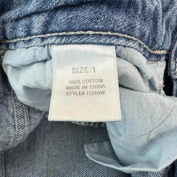 Fashion Nova Crop Wide Leg Women's size 1 Meidum Wash Blue Denim jeans - Picture 4 of 5